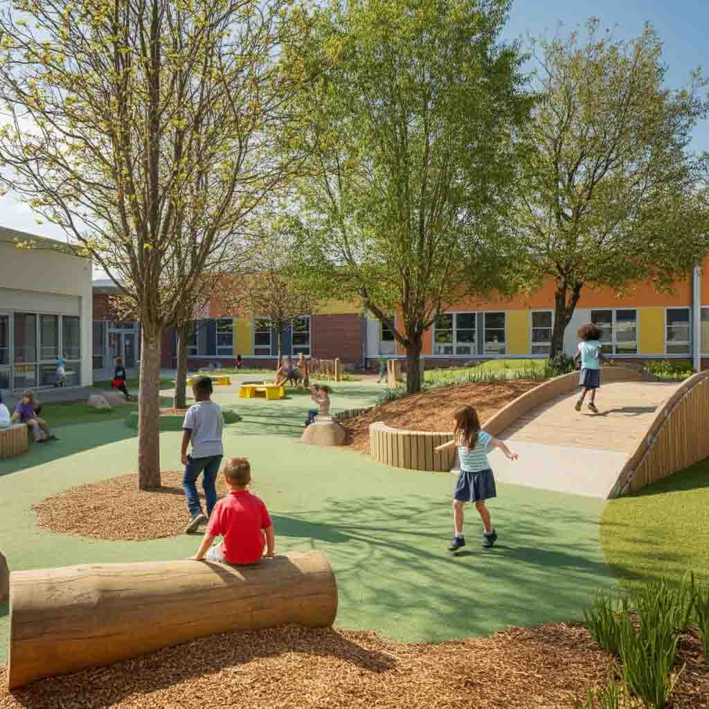 Cómo la naturalización de patios escolares promueve la inclusión y la creatividad infantil